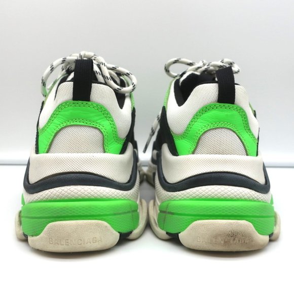 BALENCIAGA TRIPLE S SNEAKERS WHITE/BLACK/NEON GREEN SIZE 37 - Picture 8 of 12